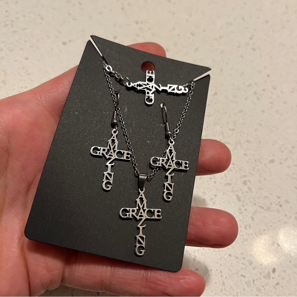 “ Amazing Grace” stainless steel‎ jewelry Set - necklace, earrings, bracelet